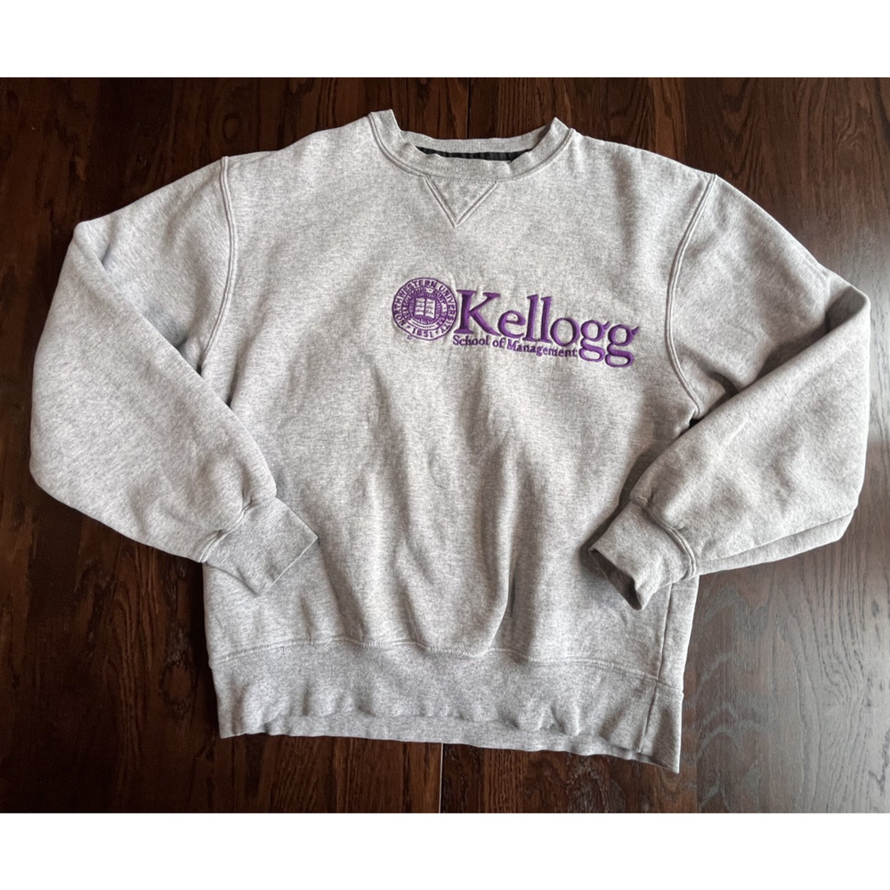 Kellogg School of Management Northwestern University Embroidered Gray Crewneck S